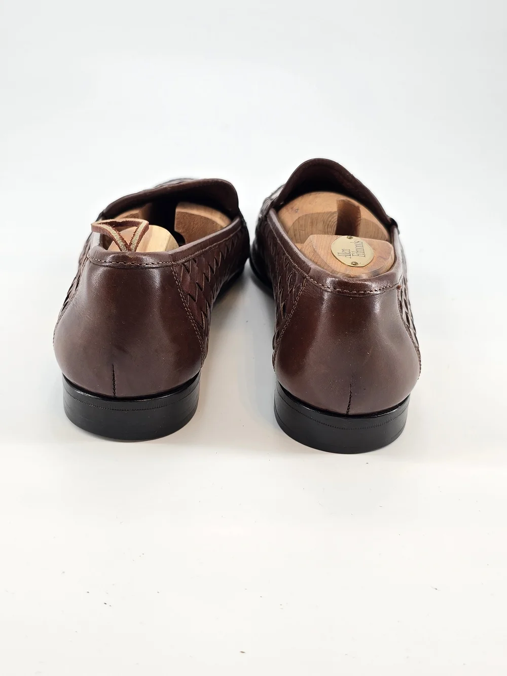 Allen Edmonds Brown Woven Leather Penny Loafers 9 D St. Lucia